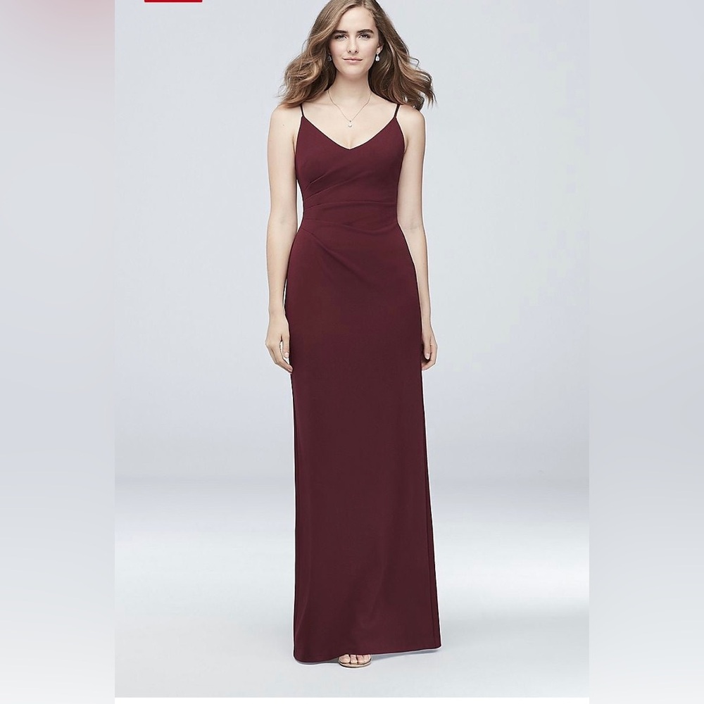 David’s Bridal Scoopback Stretch Crepe Sheath Dress 16 Never Worn Ruched Formal